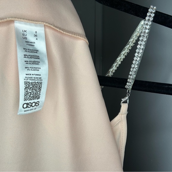 ASOS DESIGN Maternity Light Pink Trapeze Midi Dress with Rhinestone Straps - Picture 5 of 6